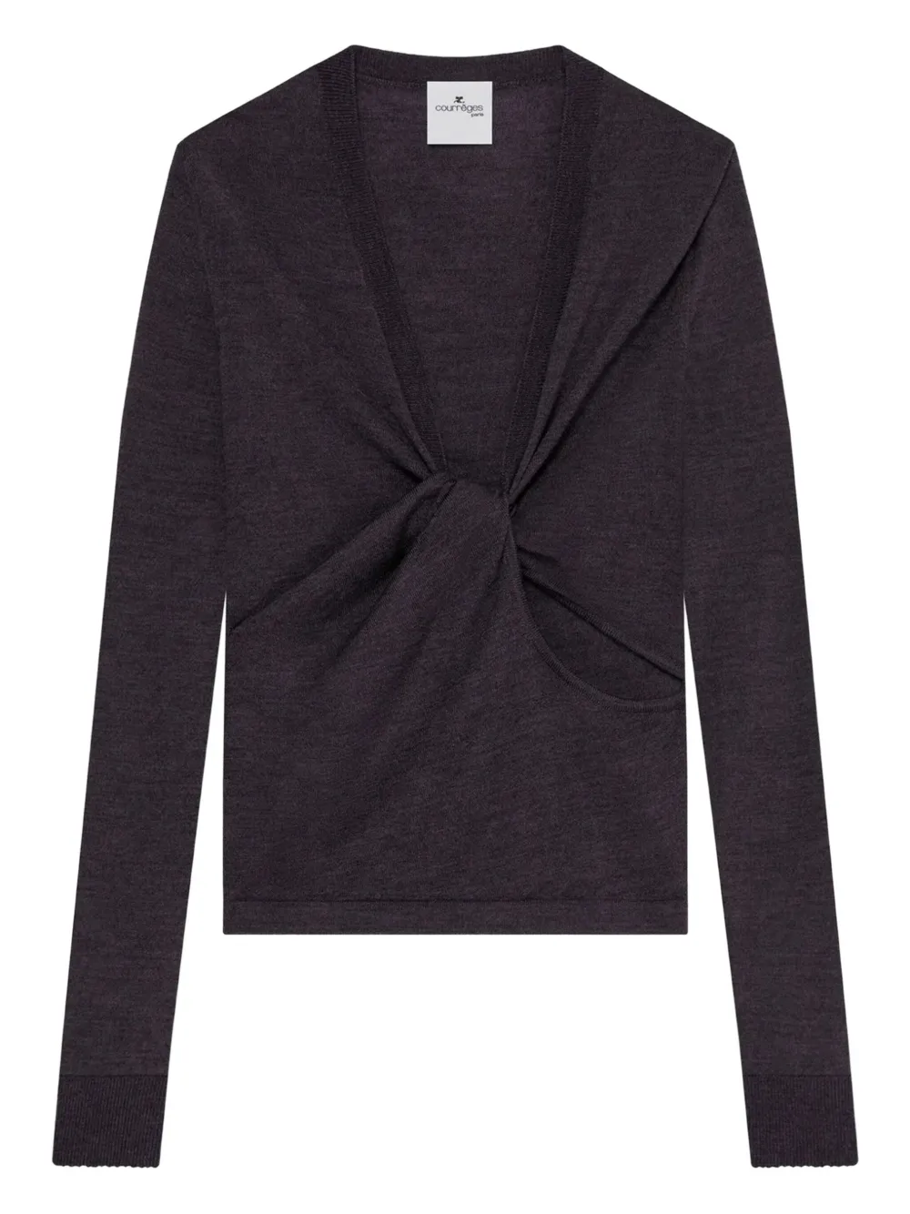 

Шерстяной топ с драпировкой Courrèges, черный