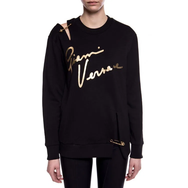 Свитшот женский black с круглым вырезом, средней посадки VERSACE — фото 4