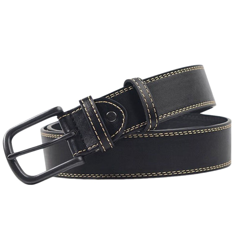 

Кожаный ремень из спилка унисекс 3,5 см WARRIOR, черный