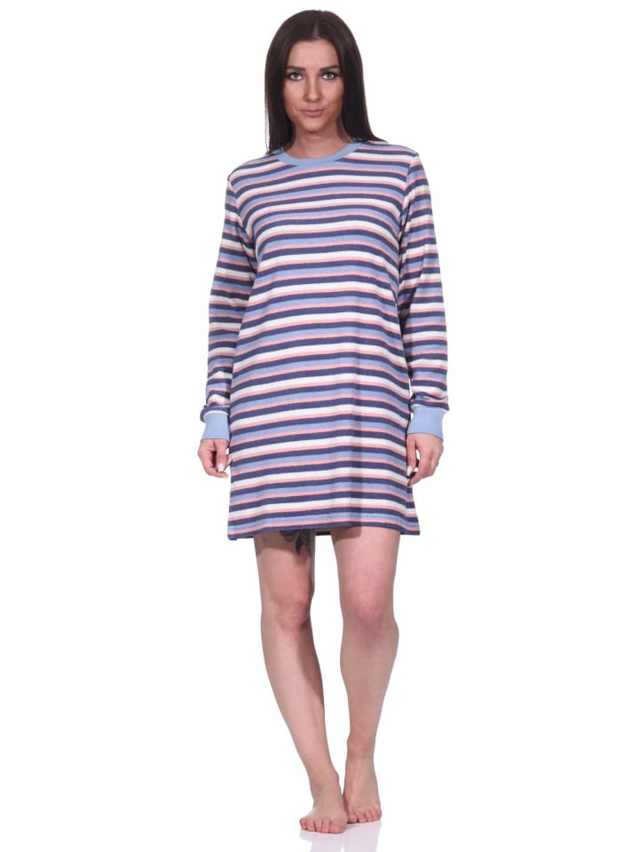 

Ночная рубашка из махровой ткани с длинными рукавами и манжетами - 76597, светло-голубого цвета NORMANN