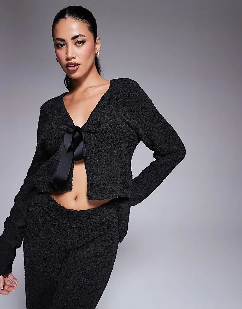 

Кардиган ASOS DESIGN для дома с завязками спереди, черный
