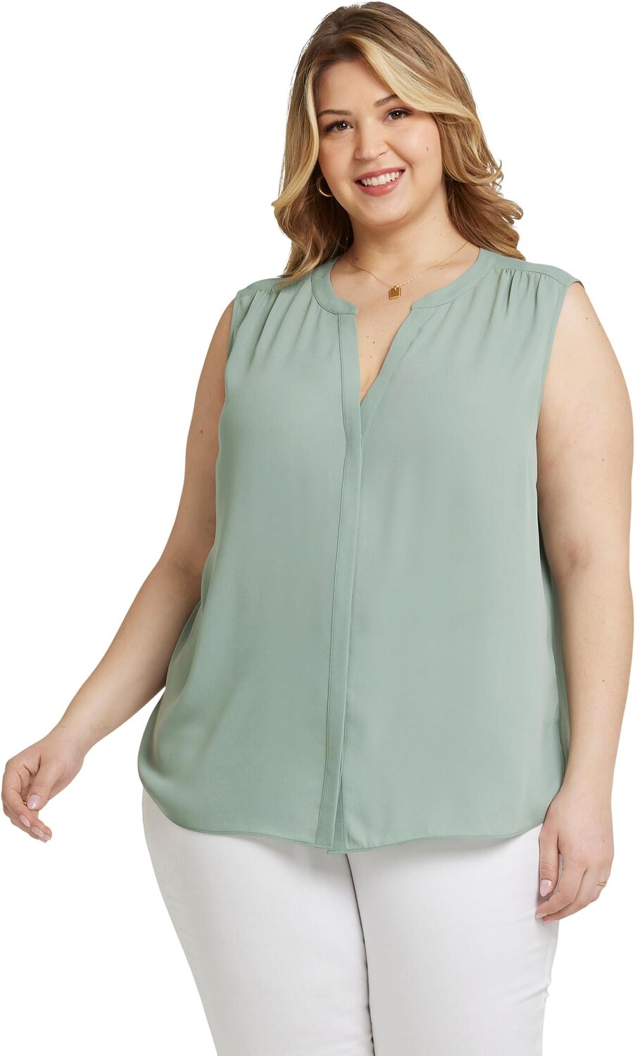 

Блуза NYDJ Plus Sleeveless Pintuck Blouse, цвет Lily Pad