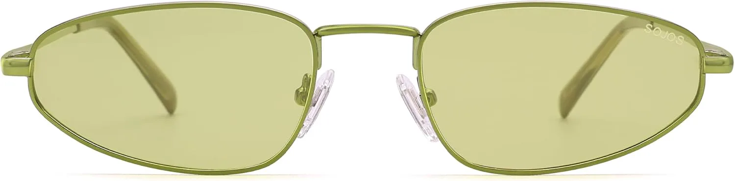 

Модные маленькие овальные поляризованные солнцезащитные очки SOJOS для женщин и мужчин, стильные и забавные в стиле Y2K SJ1251, Apple Green/Apple Green Tint