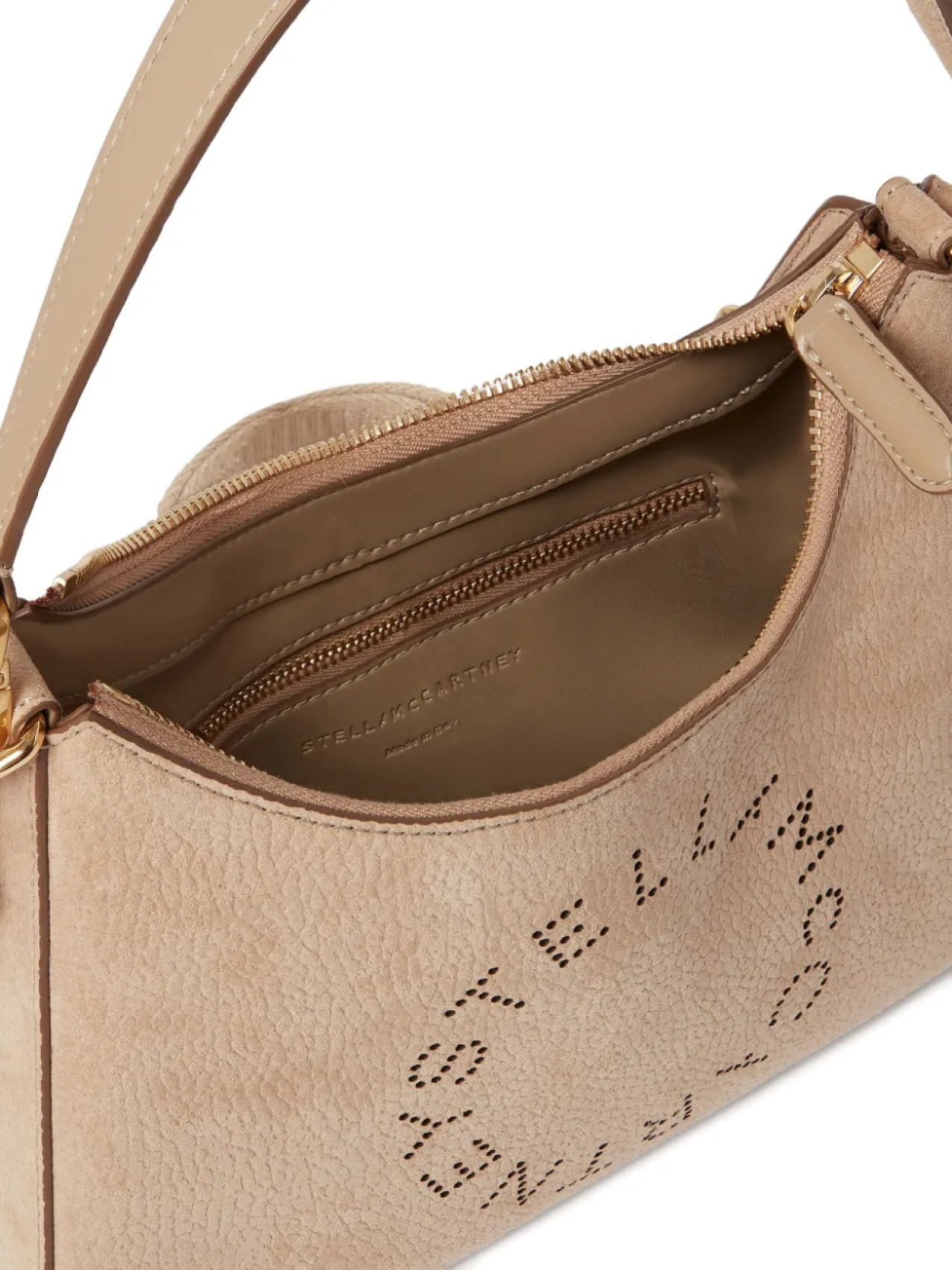 Сумка через плечо с перфорацией и логотипом Stella McCartney, нейтральный — фото 4