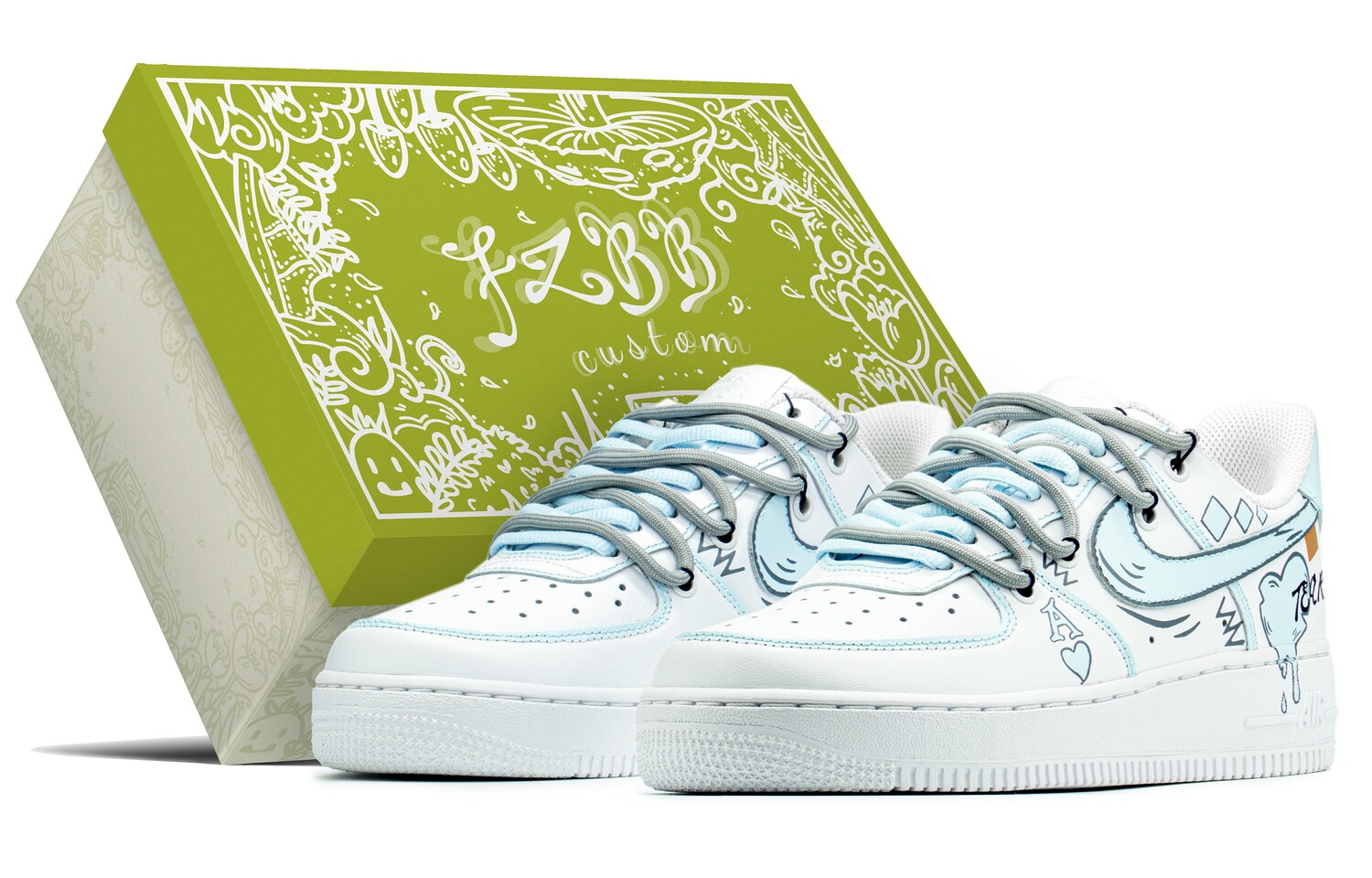 

Кроссовки Nike Air Force 1 Skateboard Shoes Women's Low-Top Blue/White Gray