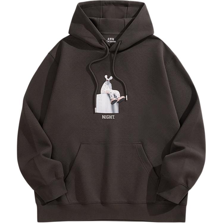 

Мужской модный американский худи свободного кроя PEACEBIRD MEN, темно-chocolates 1