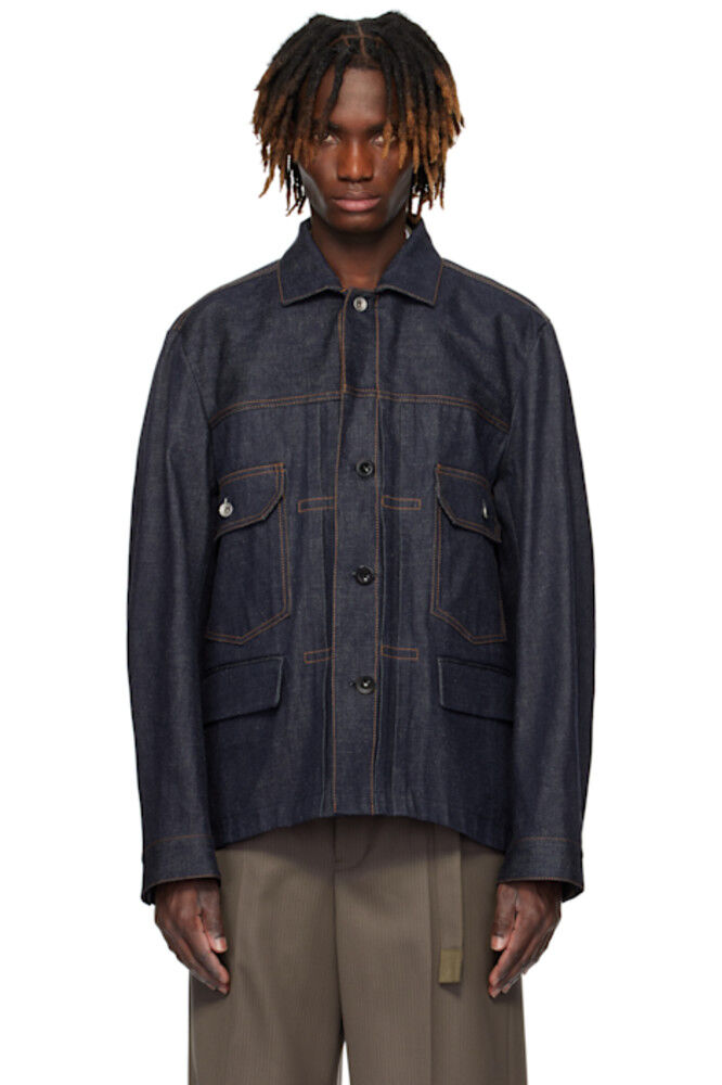 

Джинсовая куртка с клапаном на кармане индиго sacai