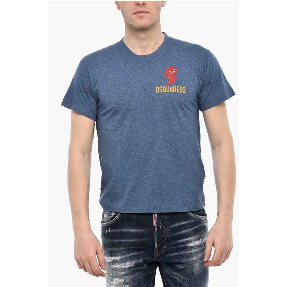 

Футболка из хлопковой смеси с круглым вырезом и принтом Dsquared2, Blue