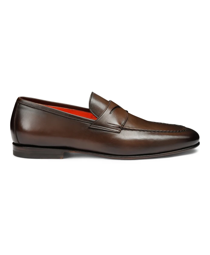 

Кожаные пенни лоферы ручной работы Santoni, коричневый
