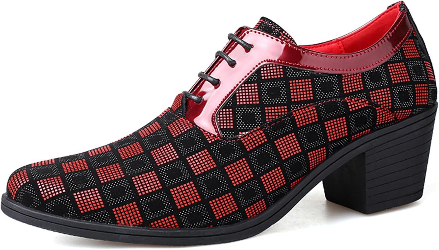 

Мужские деловые туфли с острым носком, цветочным принтом, лакированной кожей, на шнуровке, черные, красные, синие Chuumee