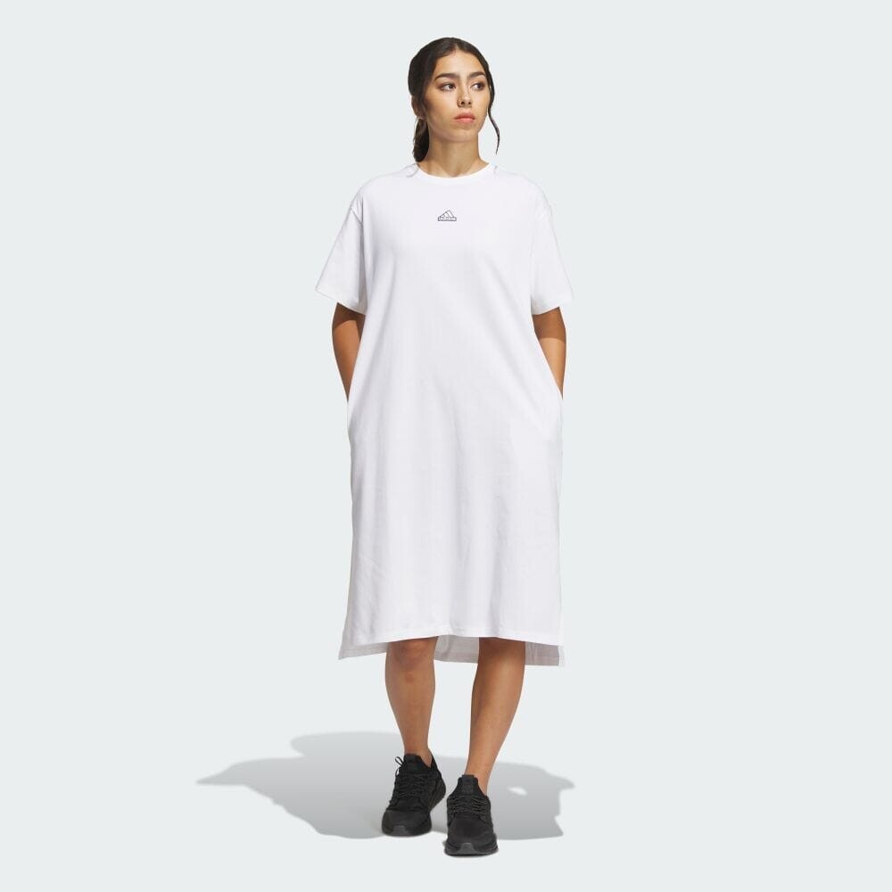 

Платье Adidas Warding loose-fit single jersey T-shirt dress, белый