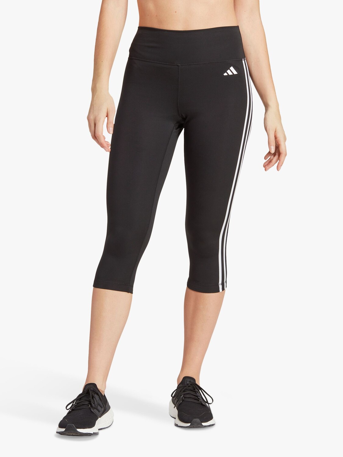Леггинсы 3/4 с высокой талией и 3 полосками adidas Train Essentials, черные — фото 2