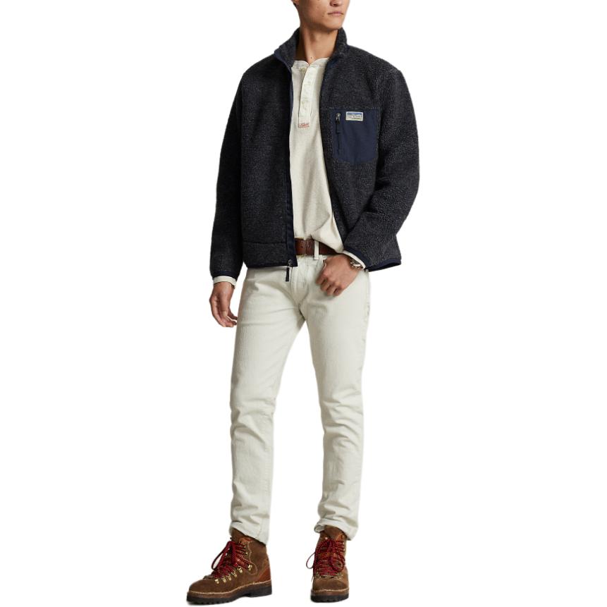 Polo Ralph Lauren Кардиган с высоким воротником и эффектом щетки, Dark Blue — фото 4