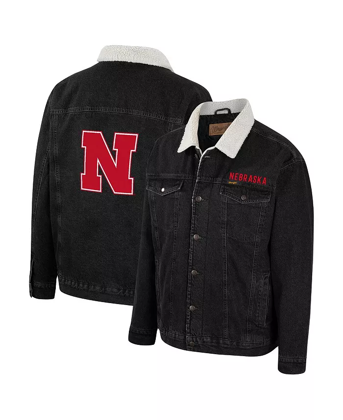 

Мужская джинсовая куртка на пуговицах Wrangler Charcoal Nebraska Huskers в западном стиле Colosseum