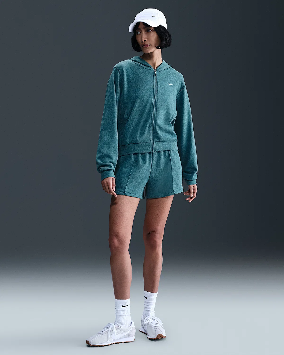 Женский свободный худи на молнии Nike Sportswear Chill Terry из французского флиса, Smokey Blue/Heather/Sail — фото 4