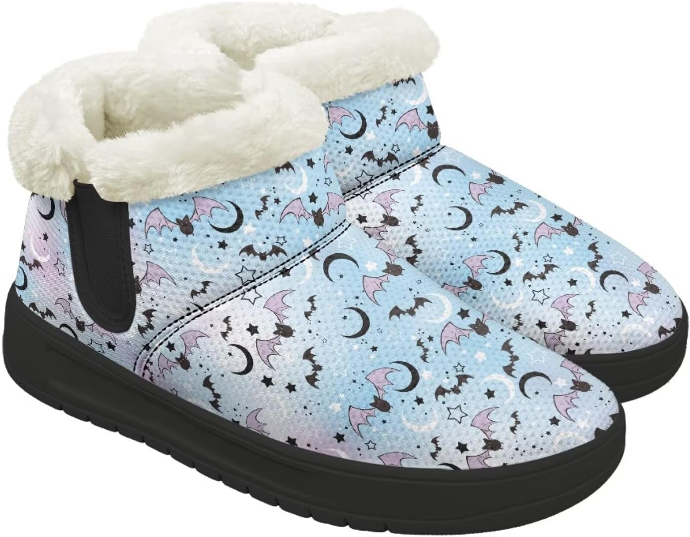 

Женские и мужские зимние ботинки Forchrinse на Хэллоуин с меховой подкладкой, модные теплые ботильоны, Halloween Bat