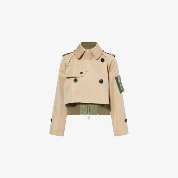 

Короткая куртка-жилет из хлопковой смеси Internal-Vest Sacai, бежевый