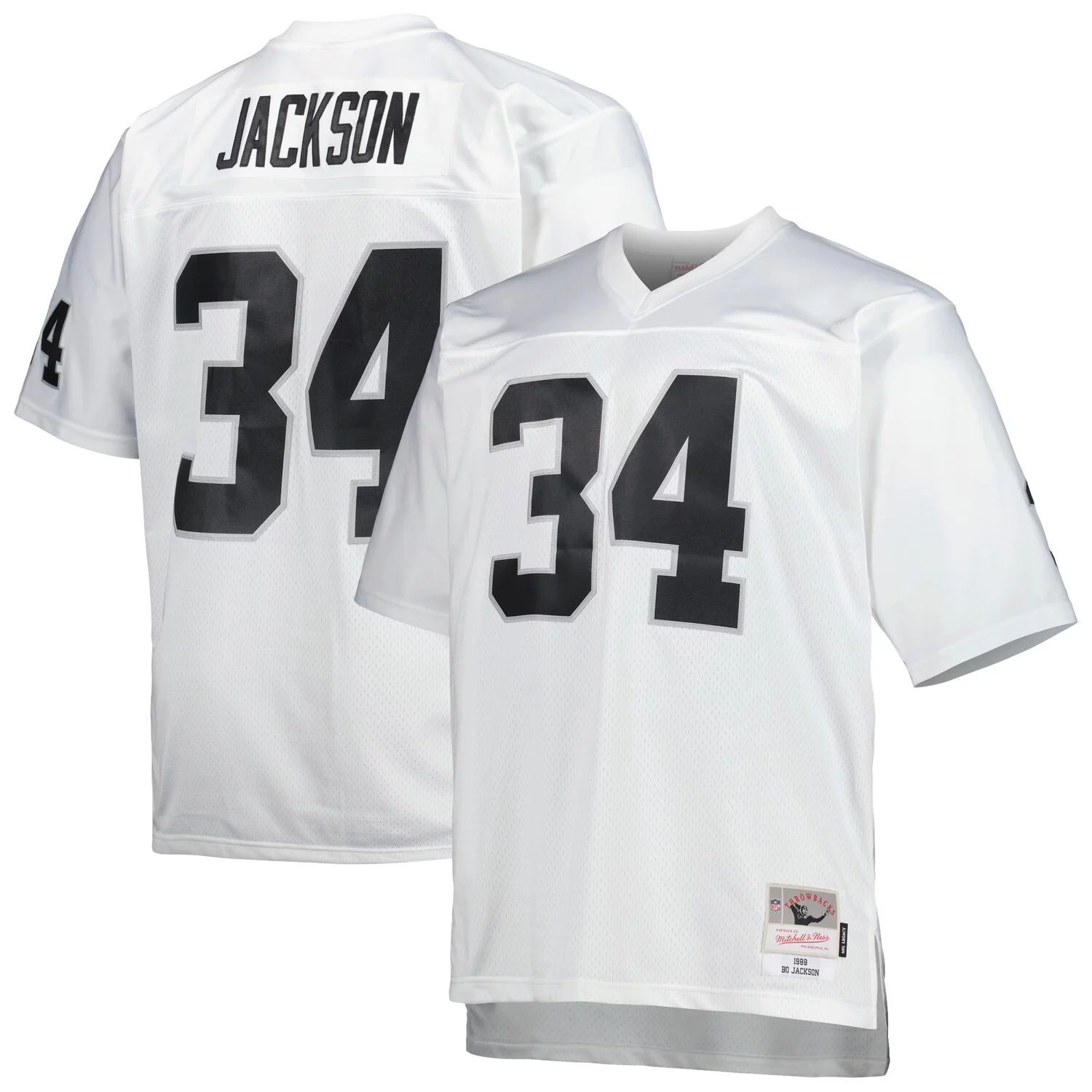 

Мужская футболка Mitchell & Ness Bo Jackson White Las Vegas Raiders Big & Tall 1988 года, реплика вышедшего на пенсию игрока