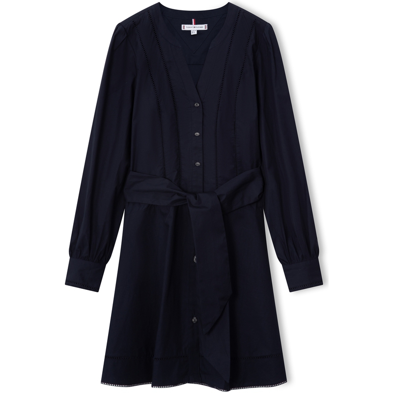 

Лестничное кружево Хлопковое короткое платье Tommy Hilfiger, синий