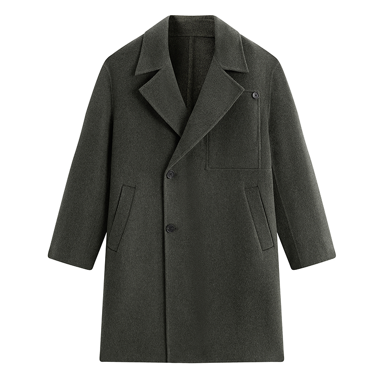 

PEACEBIRD MEN Пальто мужское оливковое зеленое 1 Suit Collar Moderate