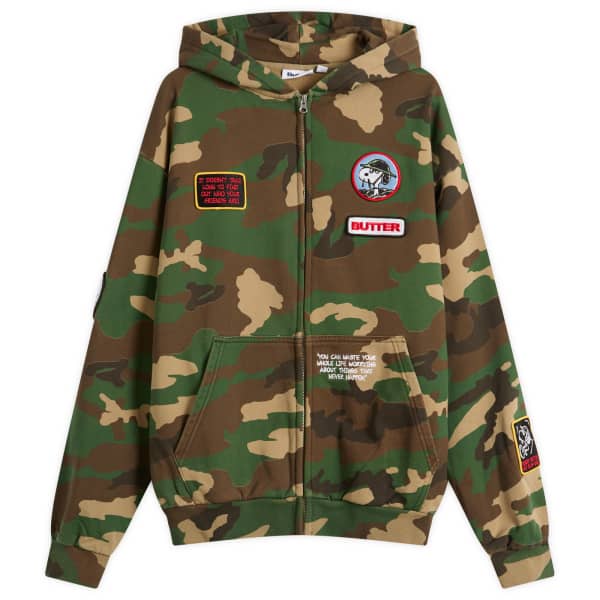 

Толстовка на молнии с нашивками X Peanuts Butter Goods, Washed Camo