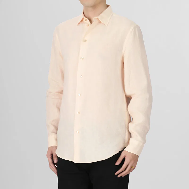 Повседневная рубашка с длинным рукавом мужская Cream Apricot EMPORIO ARMANI — фото 4