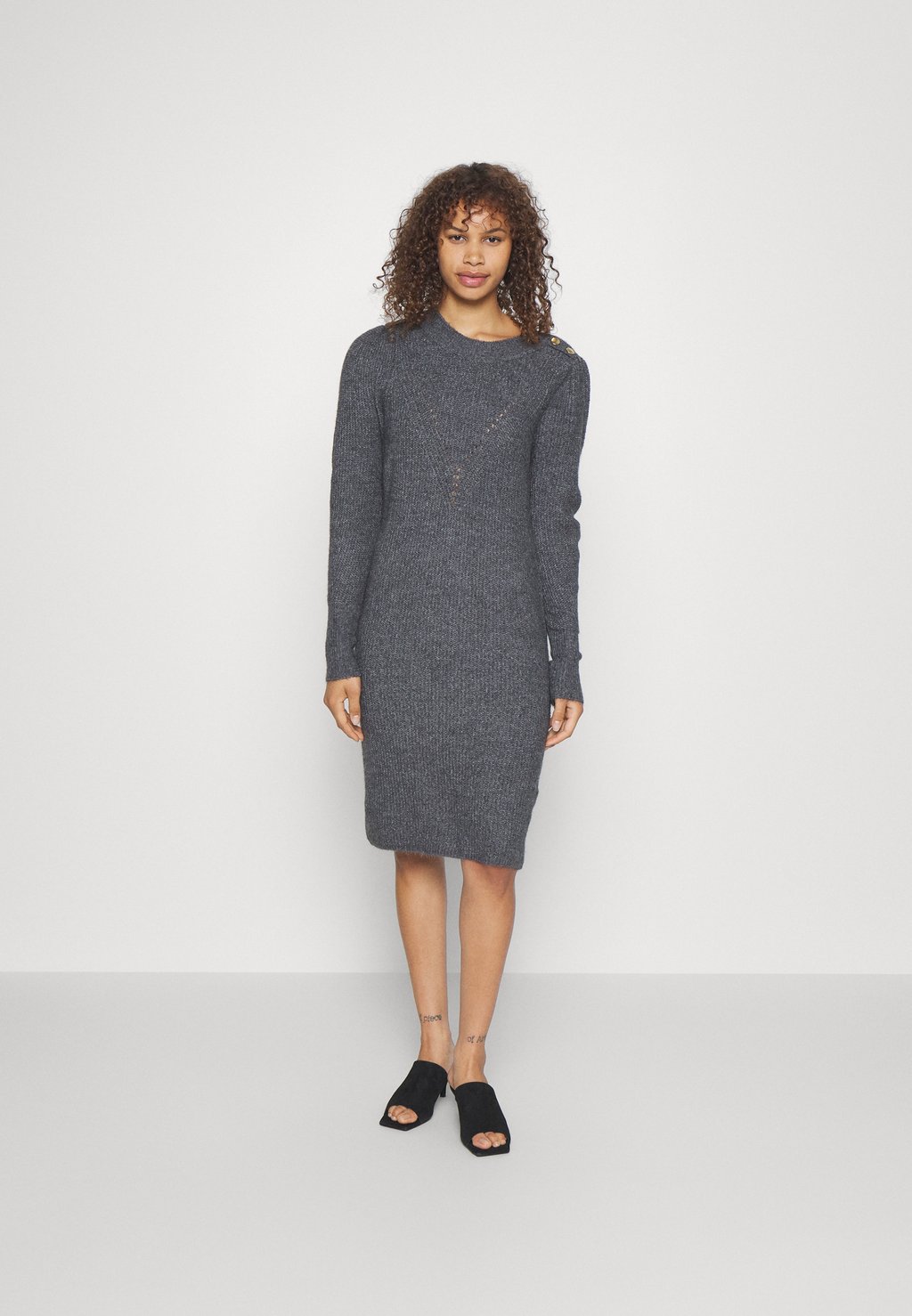 

Платье Point ONLY Tall ONLCYRUS BUTTON DRESS, цвет medium grey melange