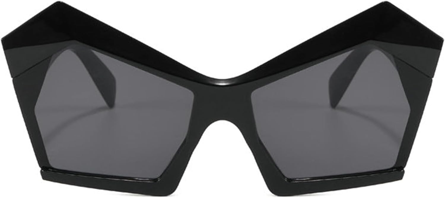 

Солнцезащитные очки "кошачий глаз" большого размера для женщин, винтажные, с большими многоугольными линзами, квадратные, черные; солнцезащитные очки для мужчин, многоугольные, с защитой от УФ-излучения UV400 helena, C1