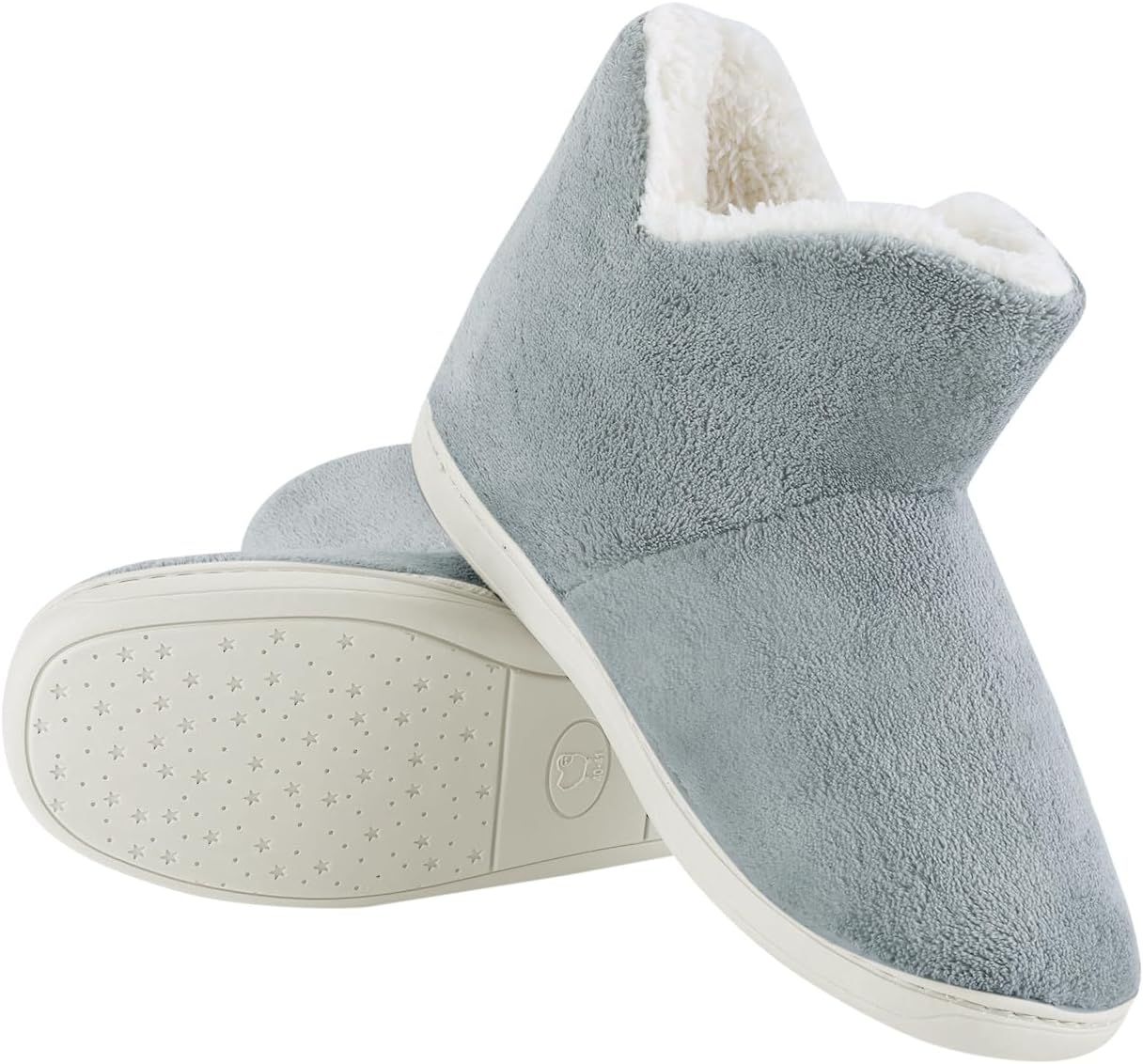 

Женские теплые домашние тапочки-ботинки на зиму, девичьи плюшевые высокие ботинки, противоскользящие, мужские домашние тапочки, пушистые ботинки для снега и пола Haozaikeji, серый