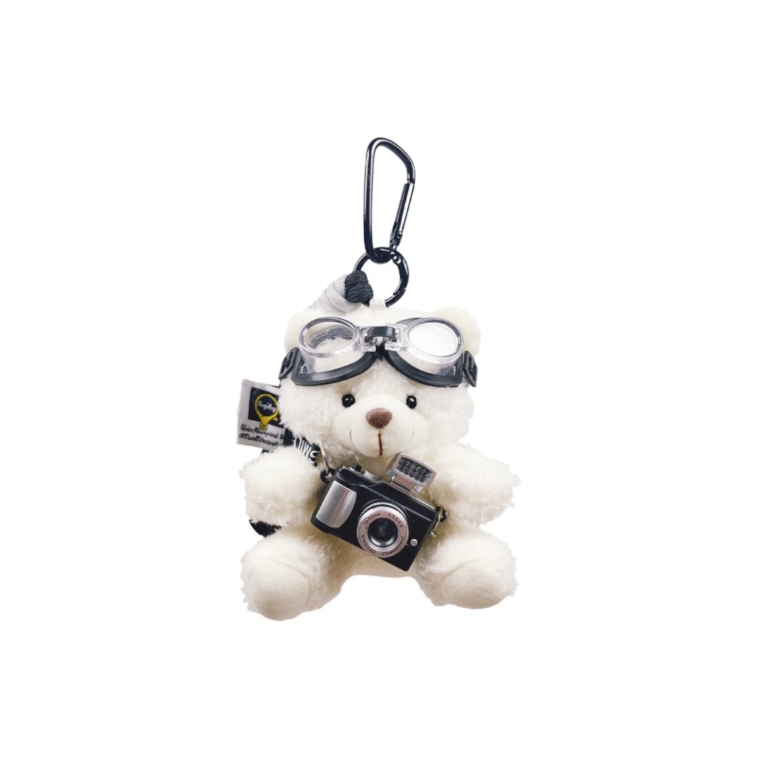 

TBoML Плюшевый кулон, Flash Camera Bear - White - Black Rope