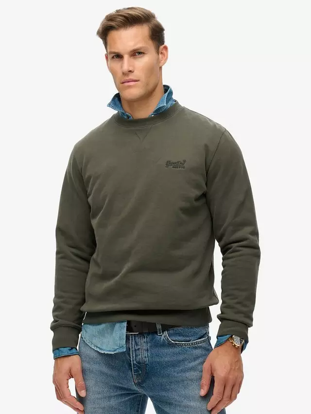 

Толстовка Superdry Essential Logo Crew, цвет dark grey/green
