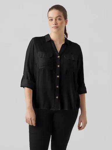 

Блузка-рубашка Vero Moda Curve "VMBUMPY L/S SHIRT NEW CURVE GA NOOS", черный