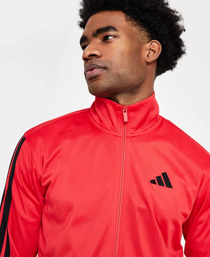 Мужской трикотажный топ с тремя полосками, стандартный размер adidas, красный — фото 4