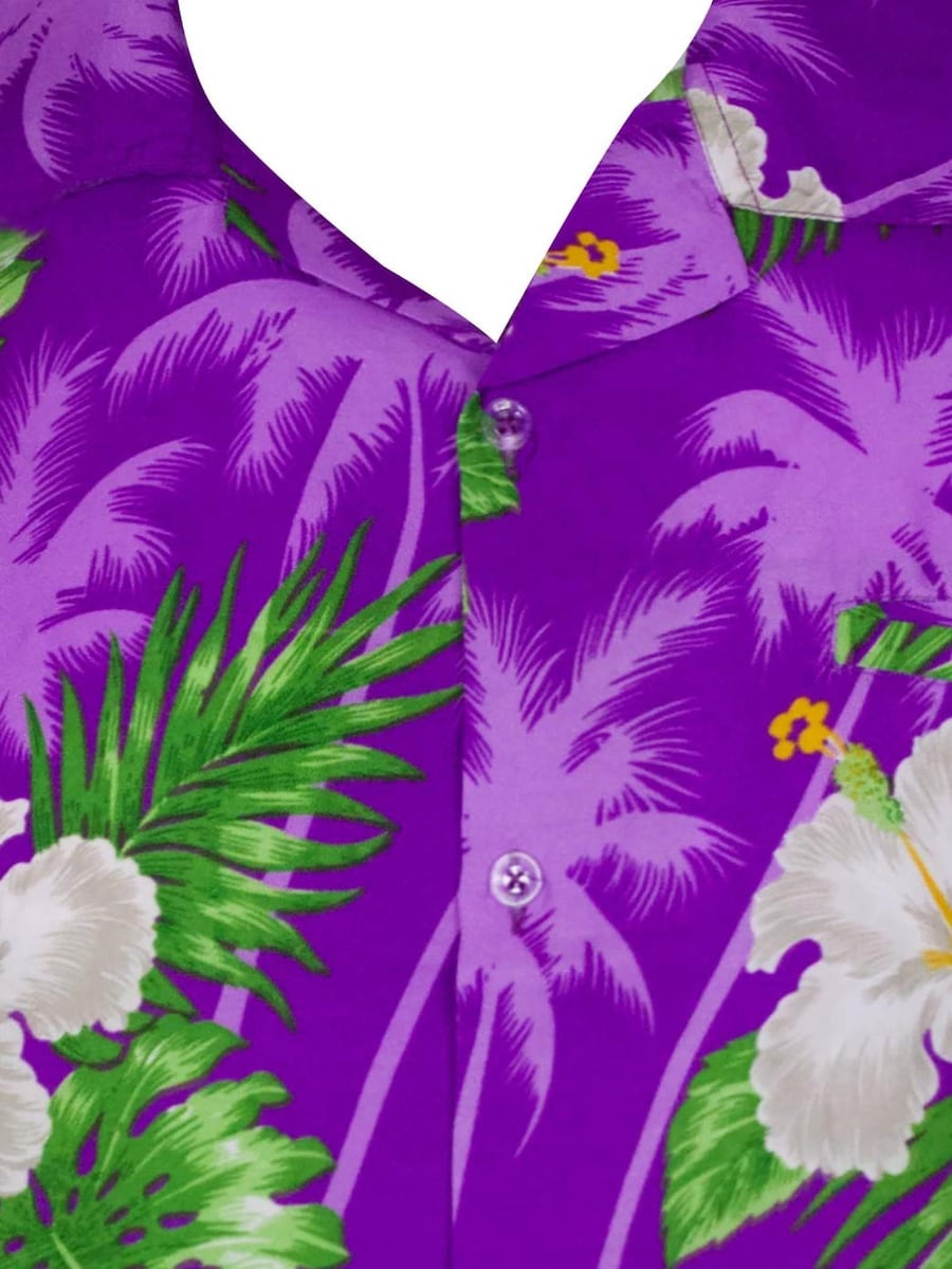 Рубашка на пуговицах классического кроя King Kameha Small Flower, фиолетовый — фото 3