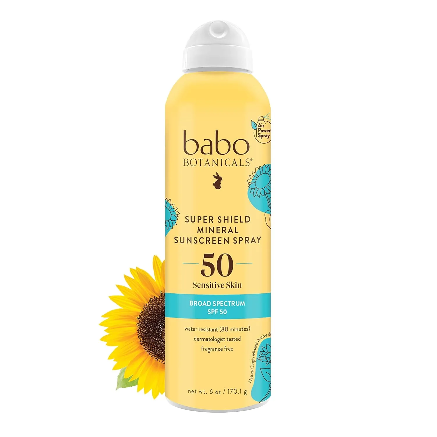 Babo Botanicals Super Shield минеральный солнцезащитный спрей SPF 50 с цинком и диоксидом титана для сверхчувствительной кожи, водостойкий, веганский, без отдушки, для всех возрастов, Clear