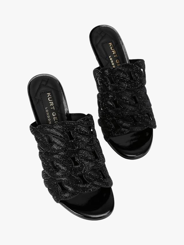 Кристальные мюлы-сабо на шпильке с цепочкой Kurt Geiger London, Black — фото 3