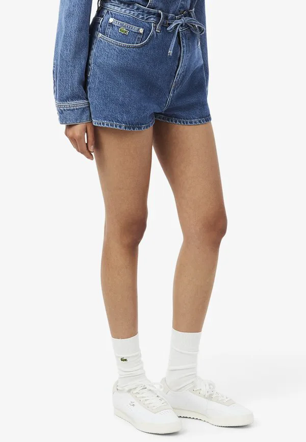 Шорты джинсовые Lacoste Bleu Chine, высокая посадка, синий