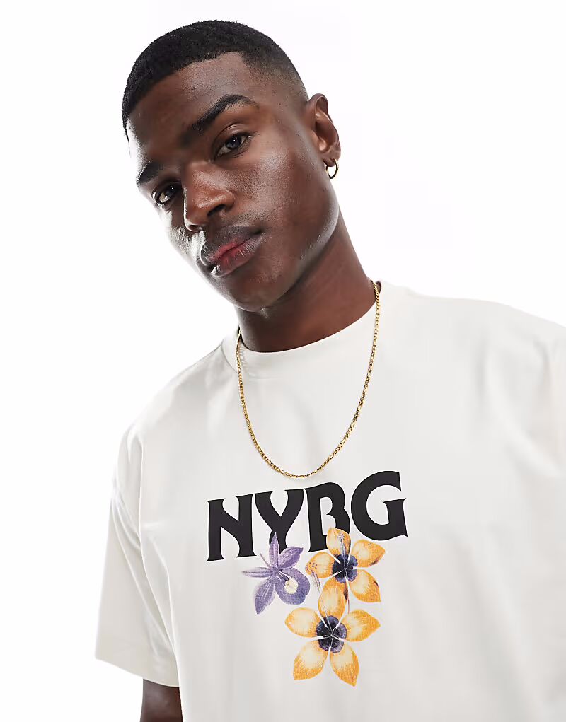 

Футболка свободного кроя Cotton On с графикой New York кремового цвета Cotton:On