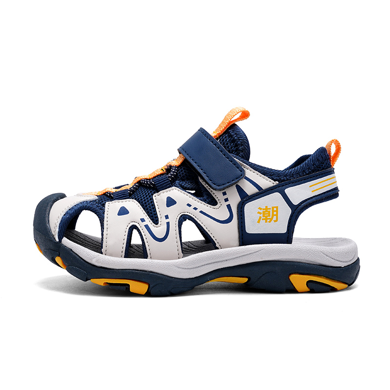 

Детские сандалии с низким верхом, противоскользящей амортизацией, отскоком и воздухопроницаемостью QIUTEXIONG, синий