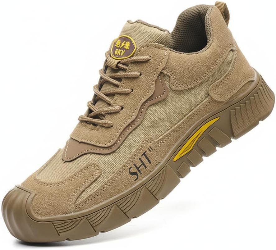 

Мужские защитные ботинки от электрического удара 6KV, с композитным носком, проколоустойчивые, противоскользящие кроссовки, легкая подошва, промышленная обувь для электриков Flowergirr, хаки