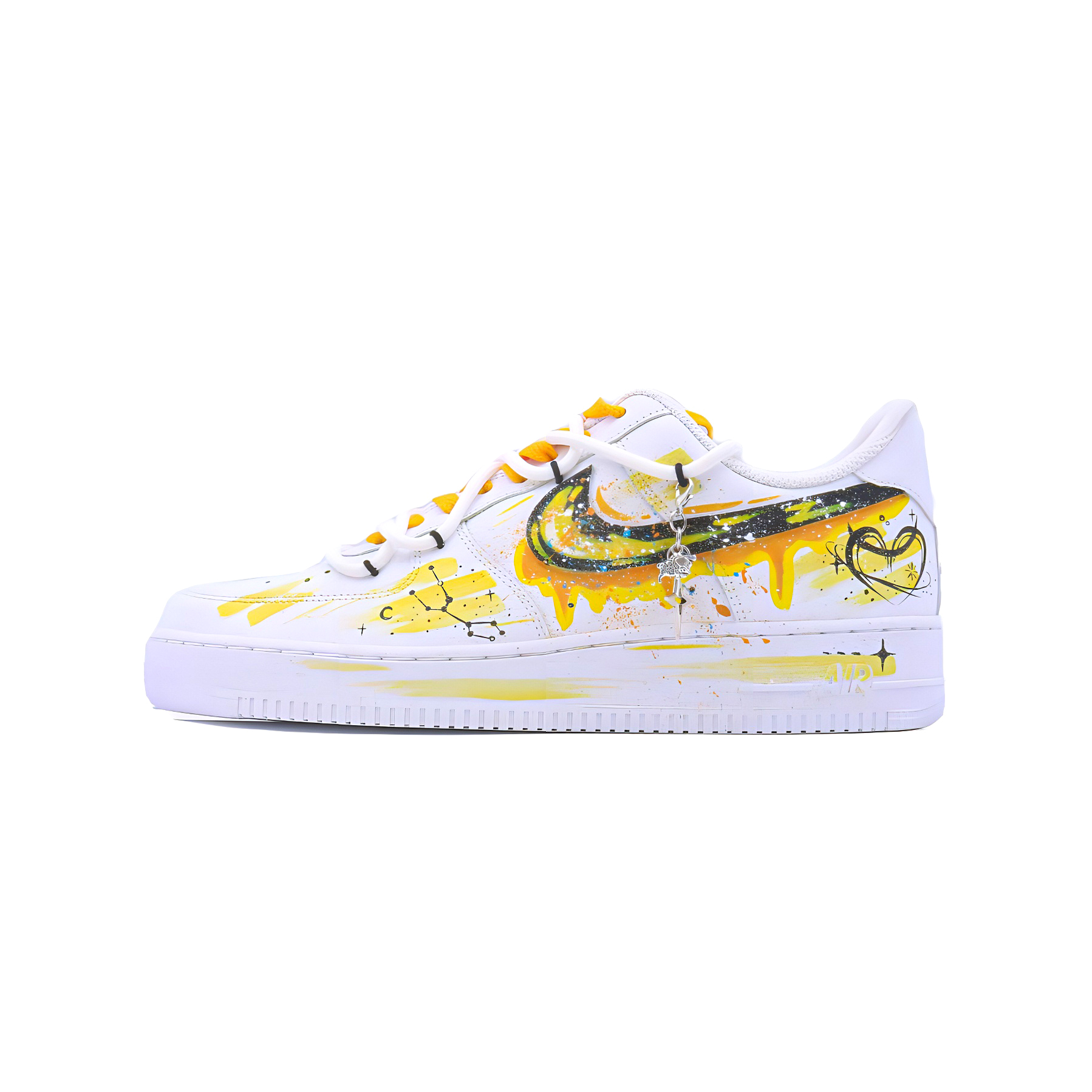 

Детские кроссовки для скейтбординга Air Force 1 для начальной школы Nike, белый/желтый
