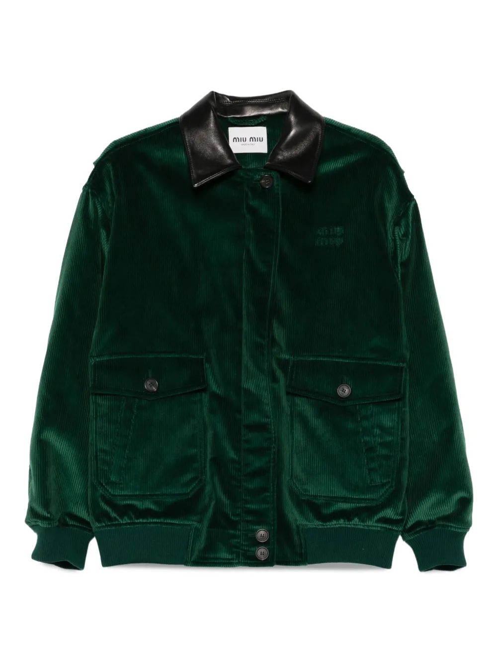 

Куртка с кожаным воротником MIU MIU, зеленый