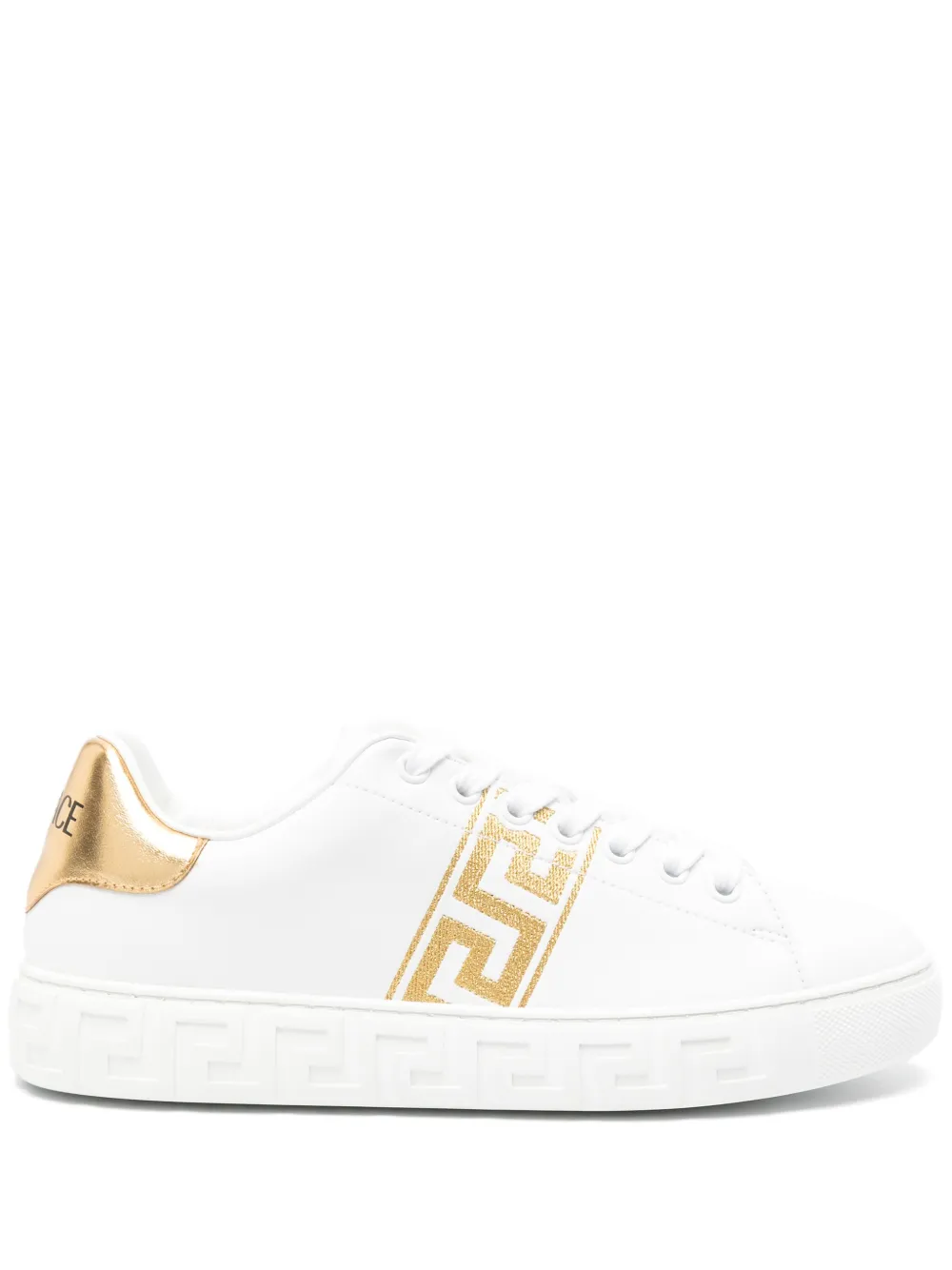 Кроссовки с вышивкой Greca VERSACE, белый
