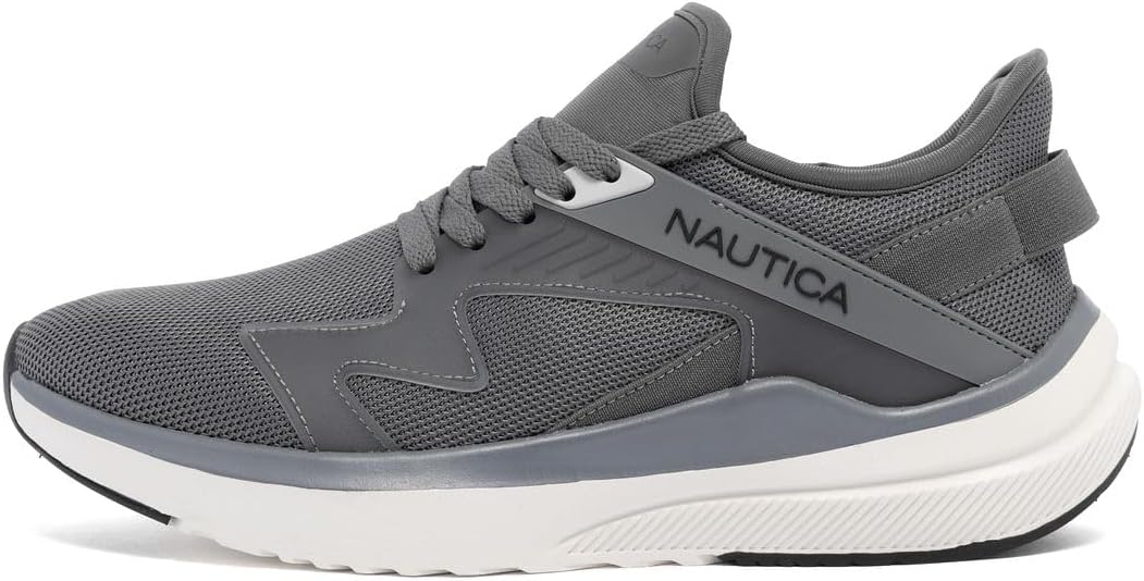 Мужские легкие кроссовки Nautica для повседневной носки с шнуровкой - верх из дышащего трикотажа и искусственной кожи, амортизирующая стелька и резиновая подошва, удобные обувь для ходьбы на весь день - Theodoor, серый — фото 2