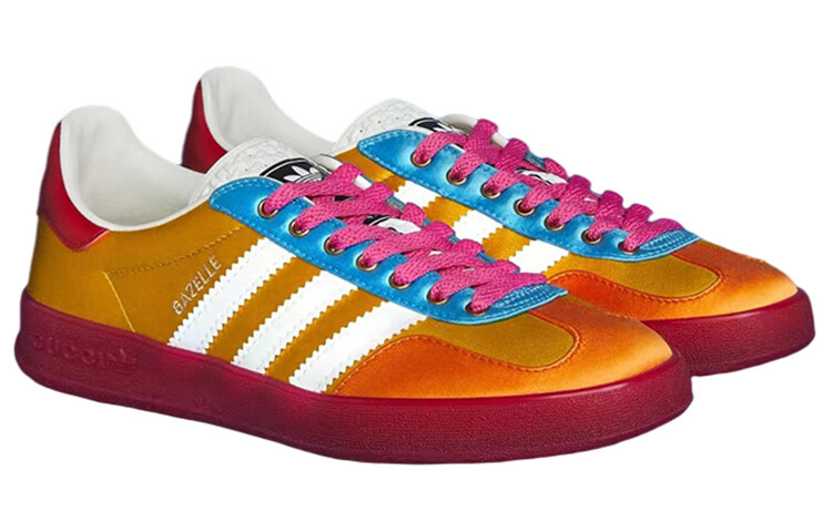 Кроссовки женские Gucci Gazelle, желтый / красный — фото 2