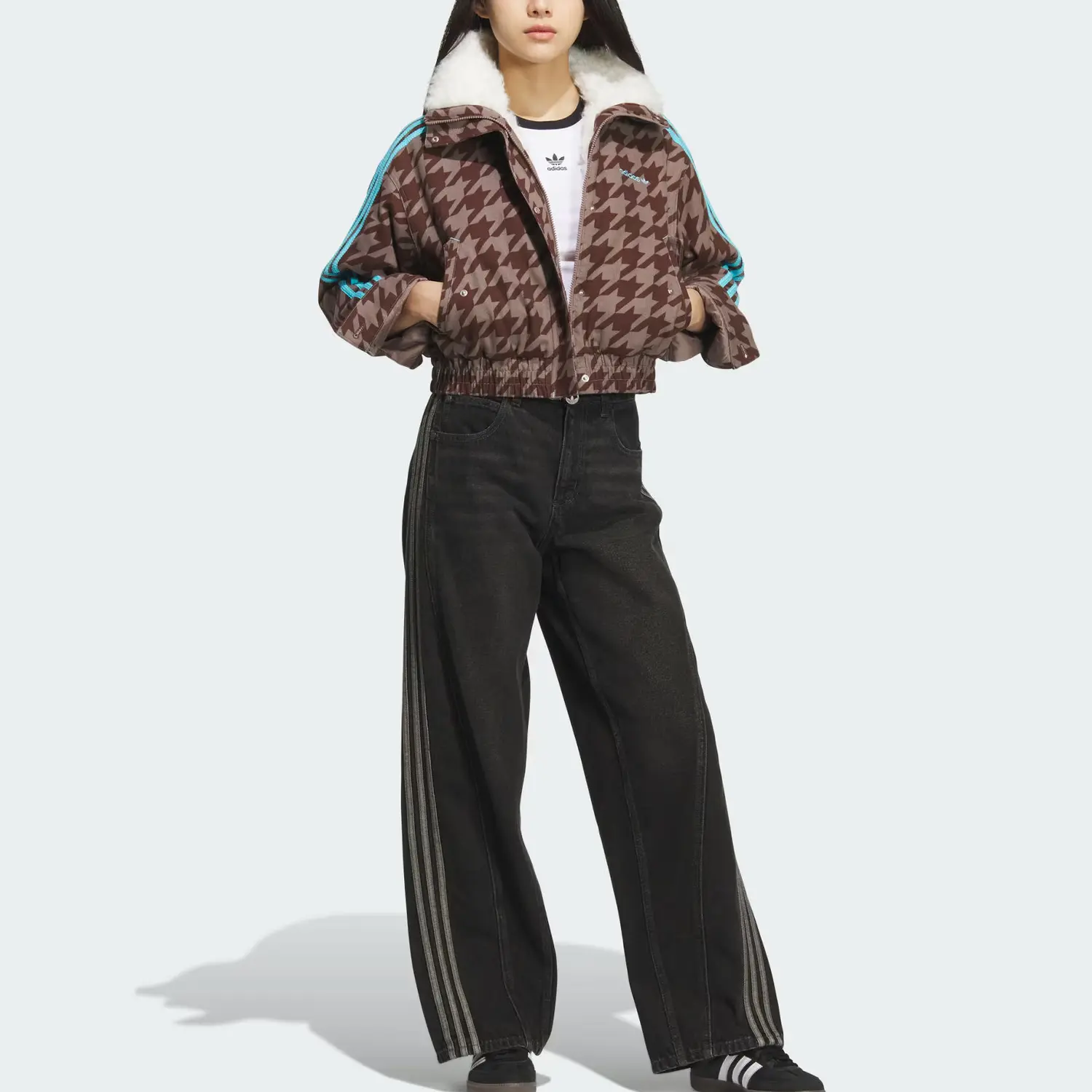 Куртка-пуховик FW25 HOUNDSTOOTH женская Adidas Originals, коричневый — фото 3