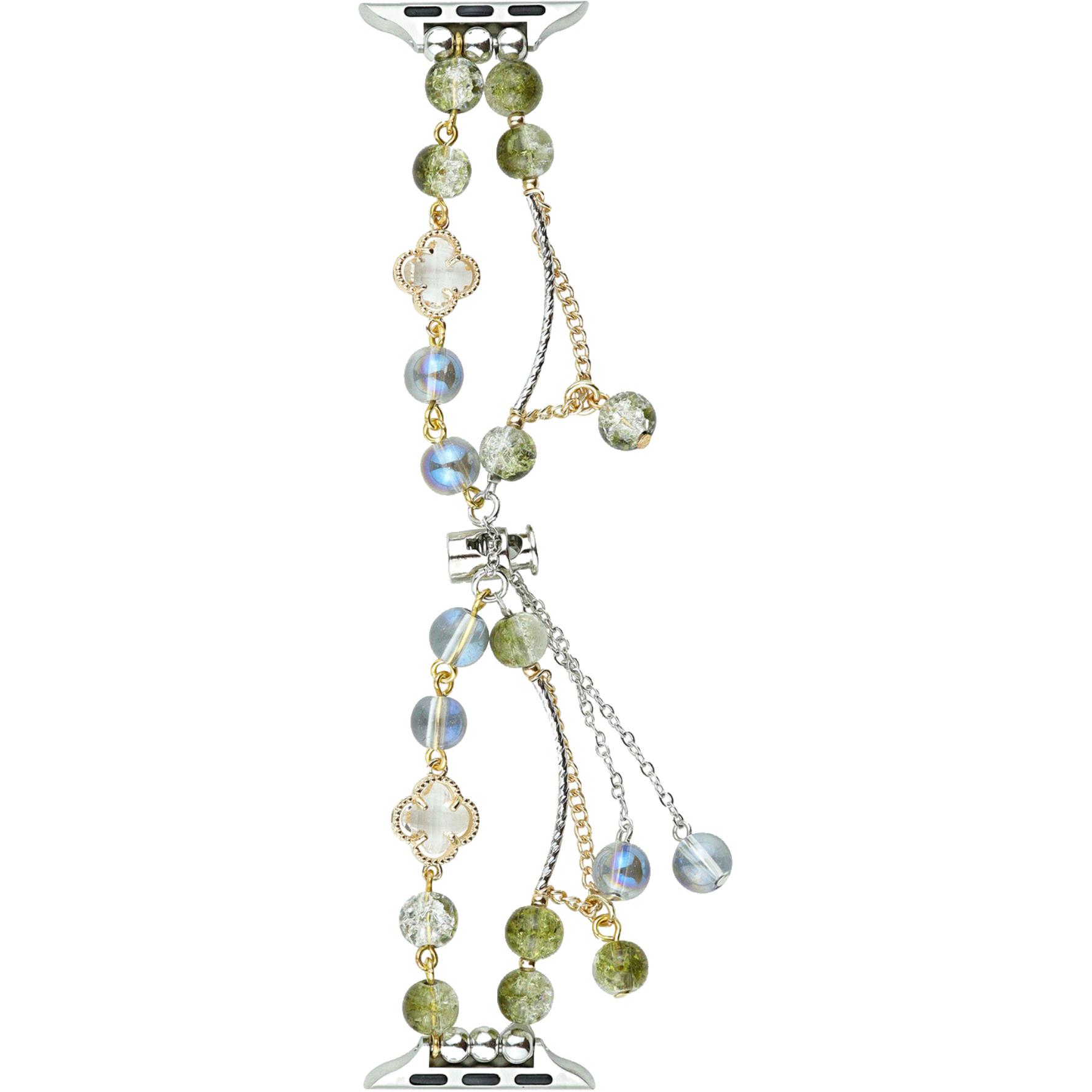 

Yu Qing Часы Strap Apple Compatibility Glass Beads Material, Double-bone chain telescopic buckle strap
