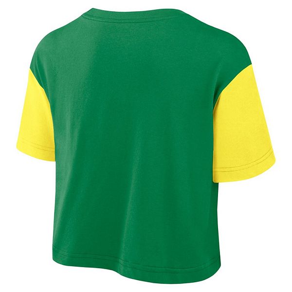 Женская зелено-желтая укороченная футболка dri-fit oregon ducks с цветными блоками Nike — фото 4