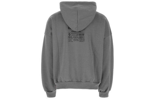 Толстовка care label hoodie middle fit 'grey black' Balenciaga, серый — фото 2