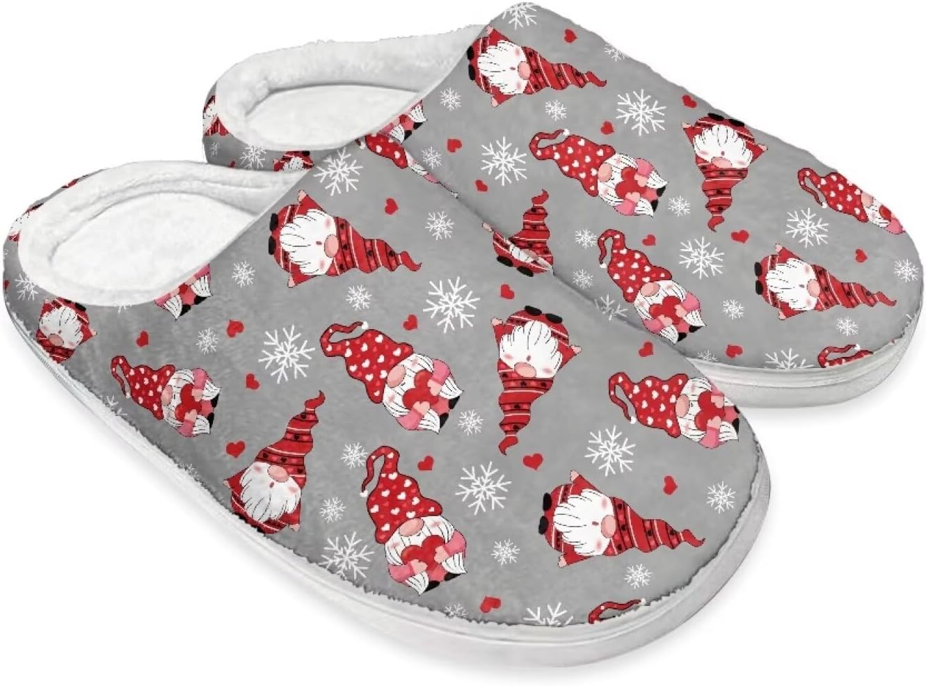 

Праздничные рождественские тапочки для дома, утепленные и мягкие, зимние домашние тапочки для женщин и мужчин Buxolandt, Christmas Gnome Print